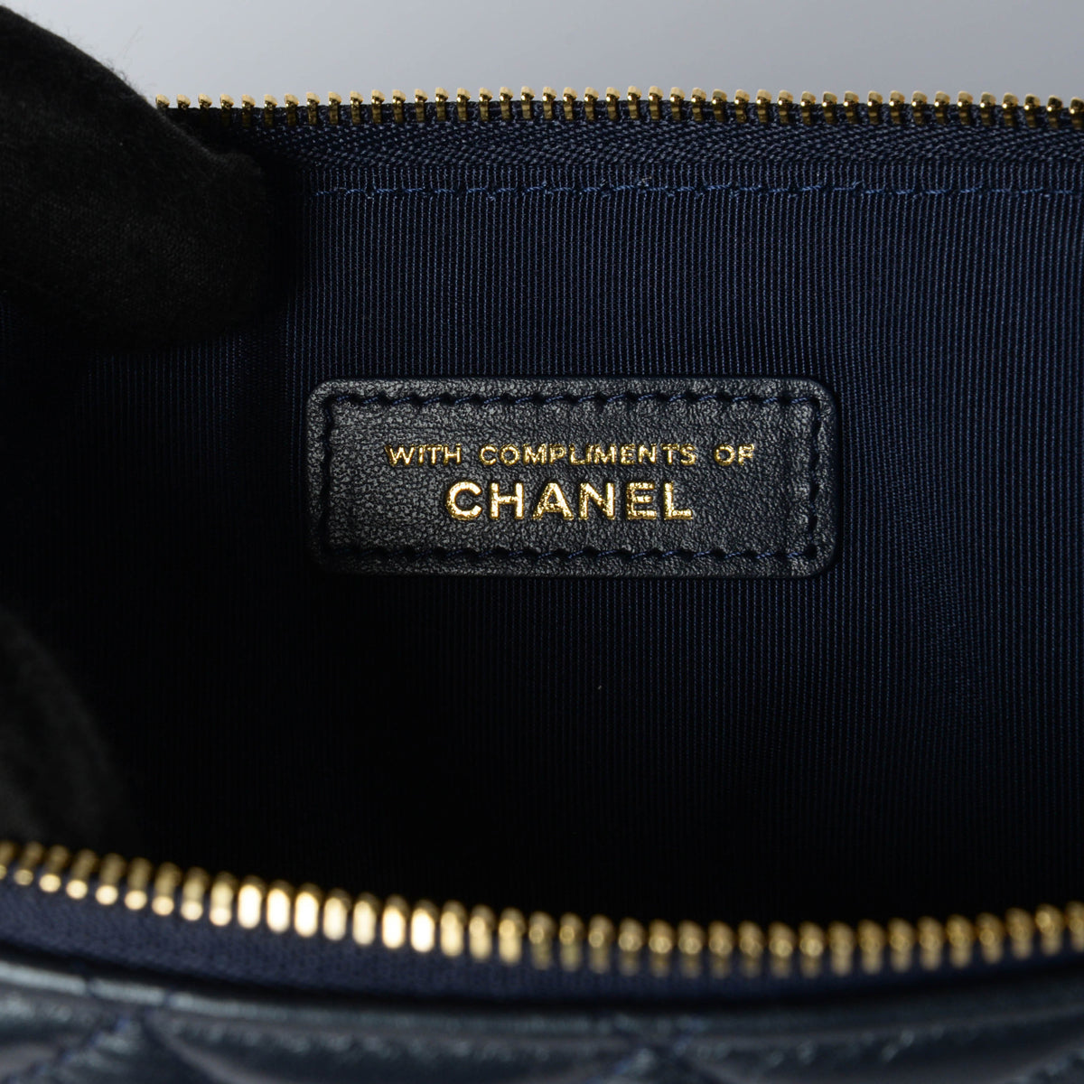 Chanel Navy Quilted Lambskin Small O-Case Pouch