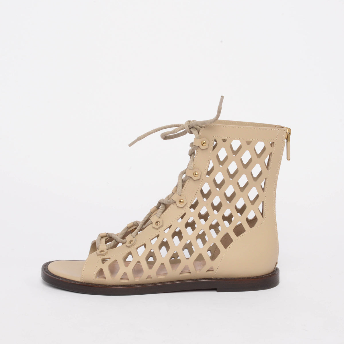 Dior Beige Laser Cut Calfskin D-Trap Boots 40