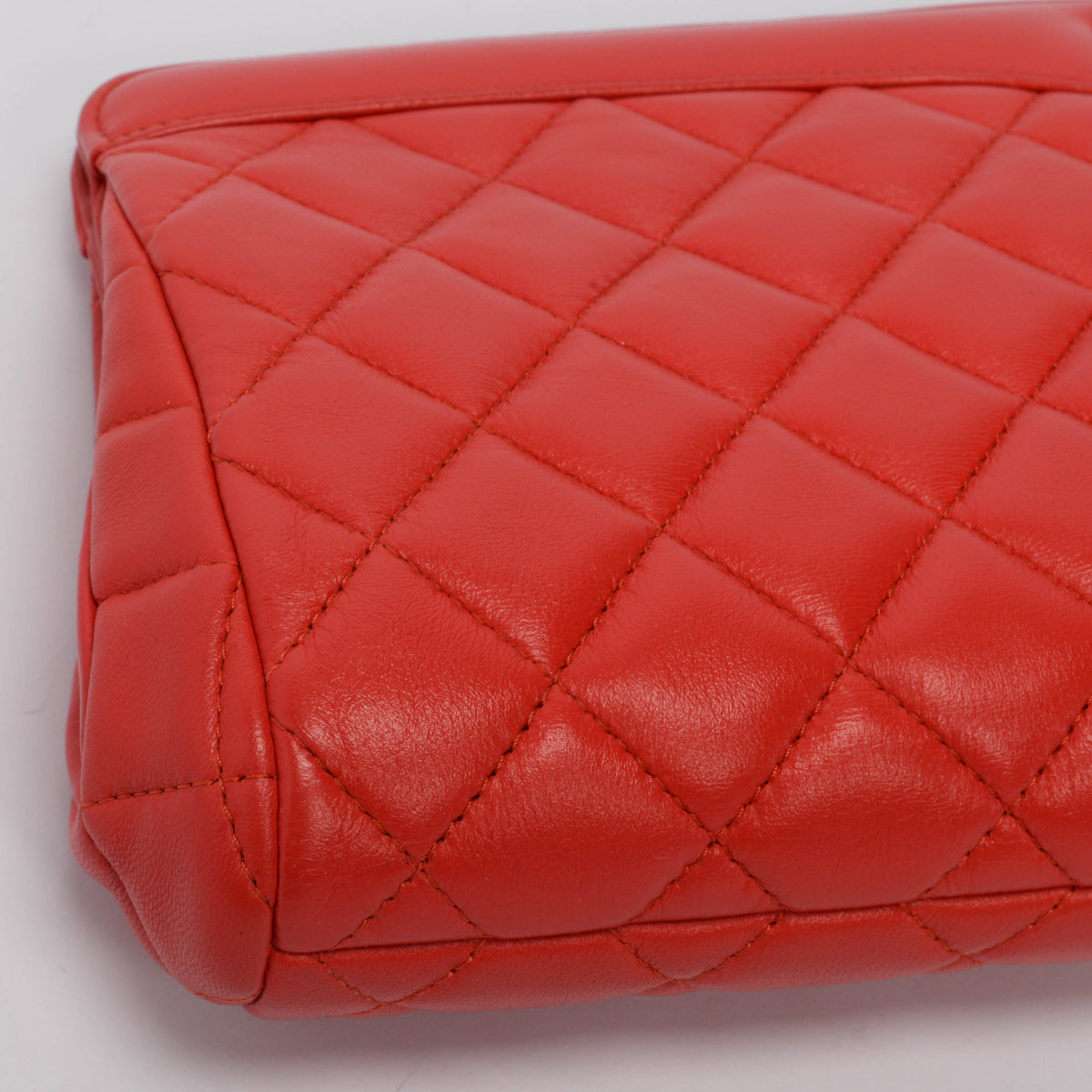 Chanel Red Quilted Lambskin Frame Clutch