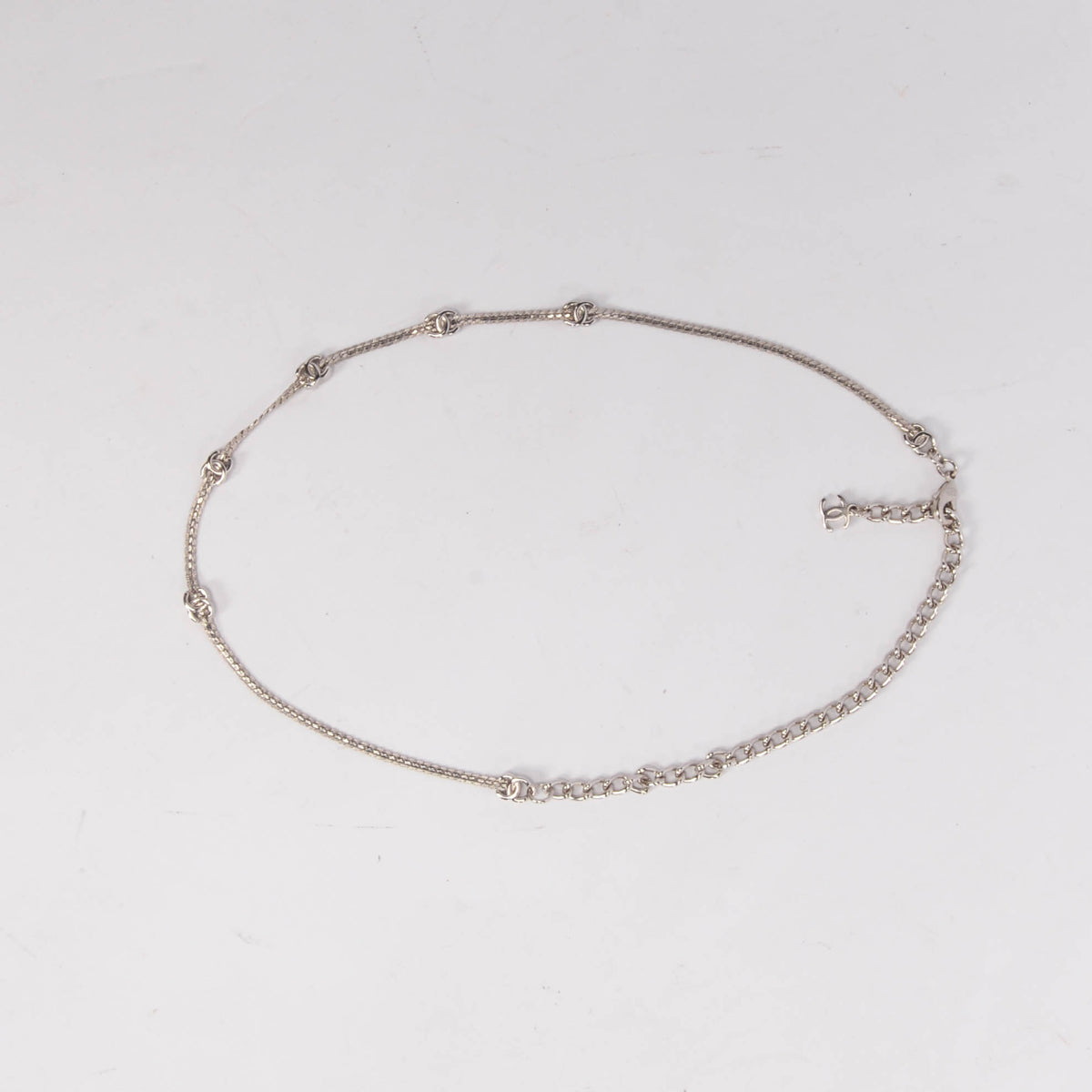 Chanel Silver CC Choker Necklace