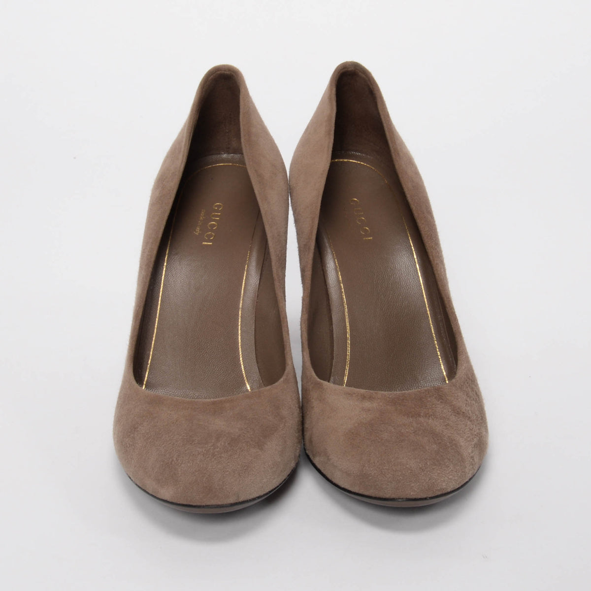 Gucci Dark Beige Suede Studded Heel Pumps 38