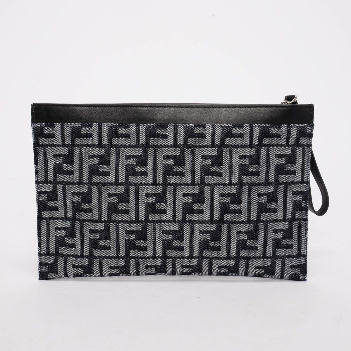 Fendi Blue FF Jacquard Medium Flat Pouch