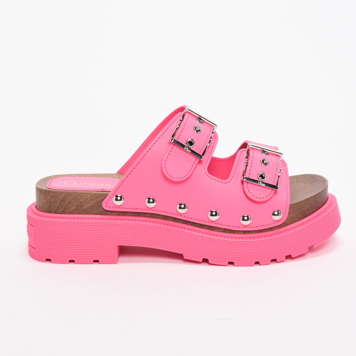 Dior Fuchsia Calfskin Diorquake Sandals 37