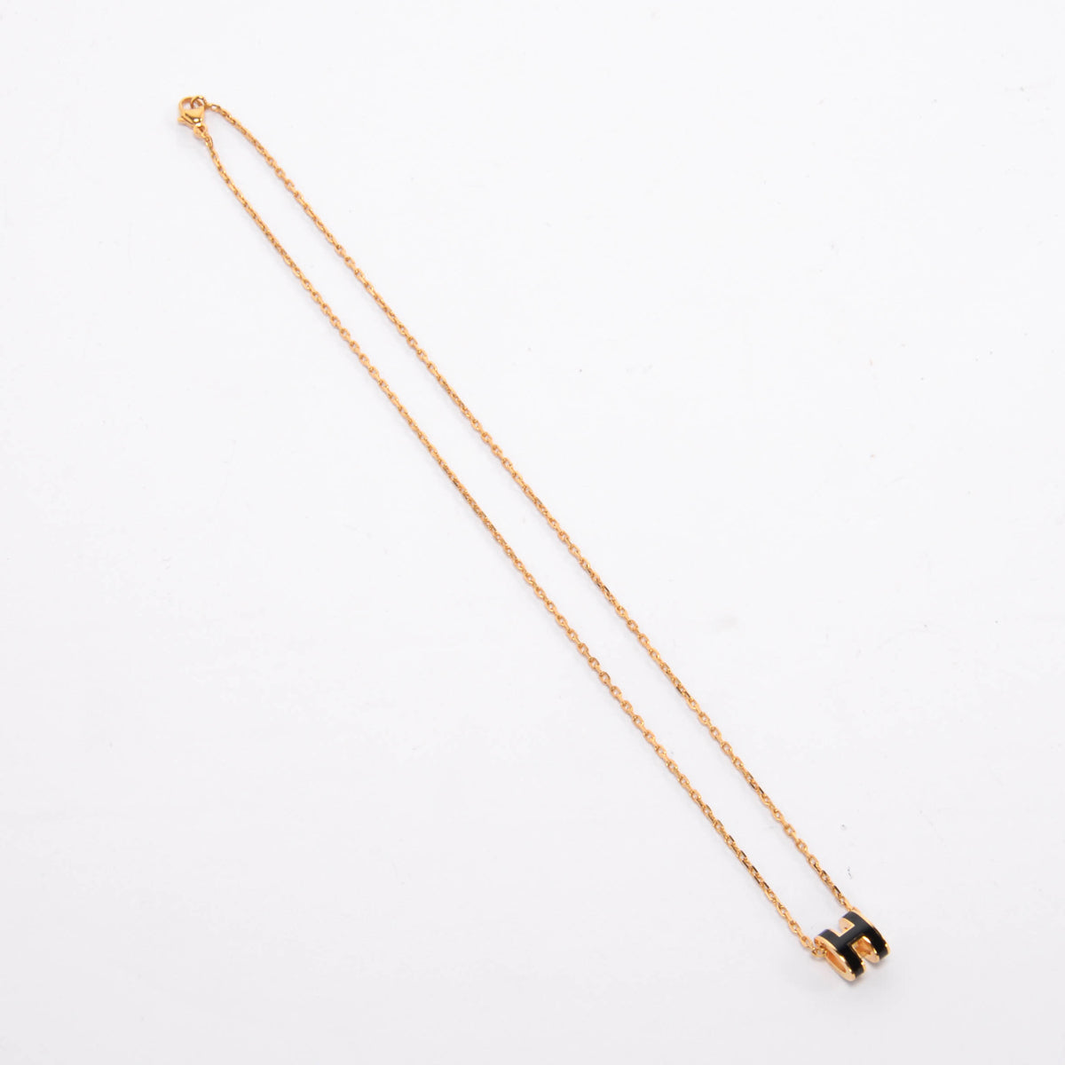 Hermes Black Enamel & Gold Mini Pop H Necklace