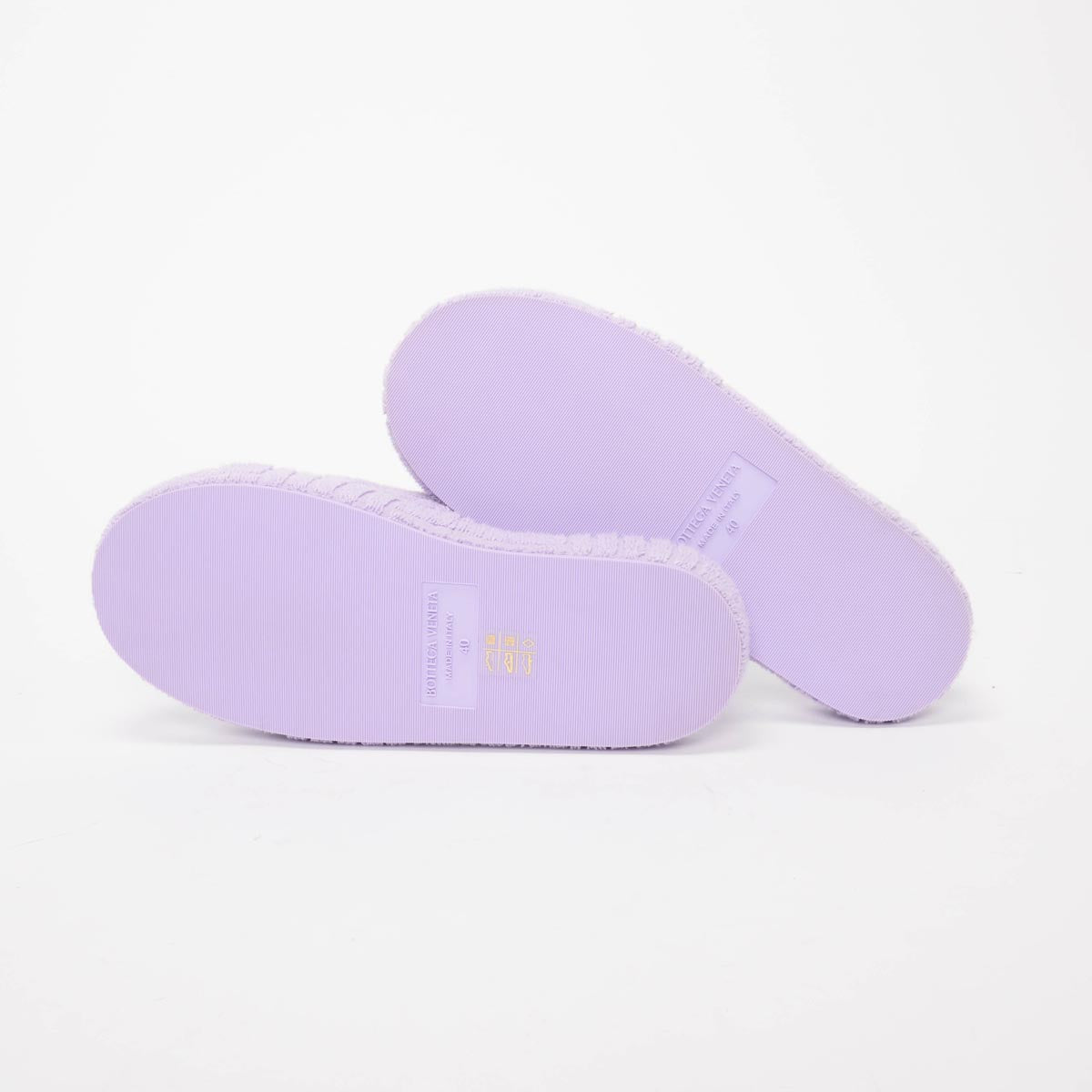 Bottega Veneta Purple Terry Cloth Resort Slippers 40
