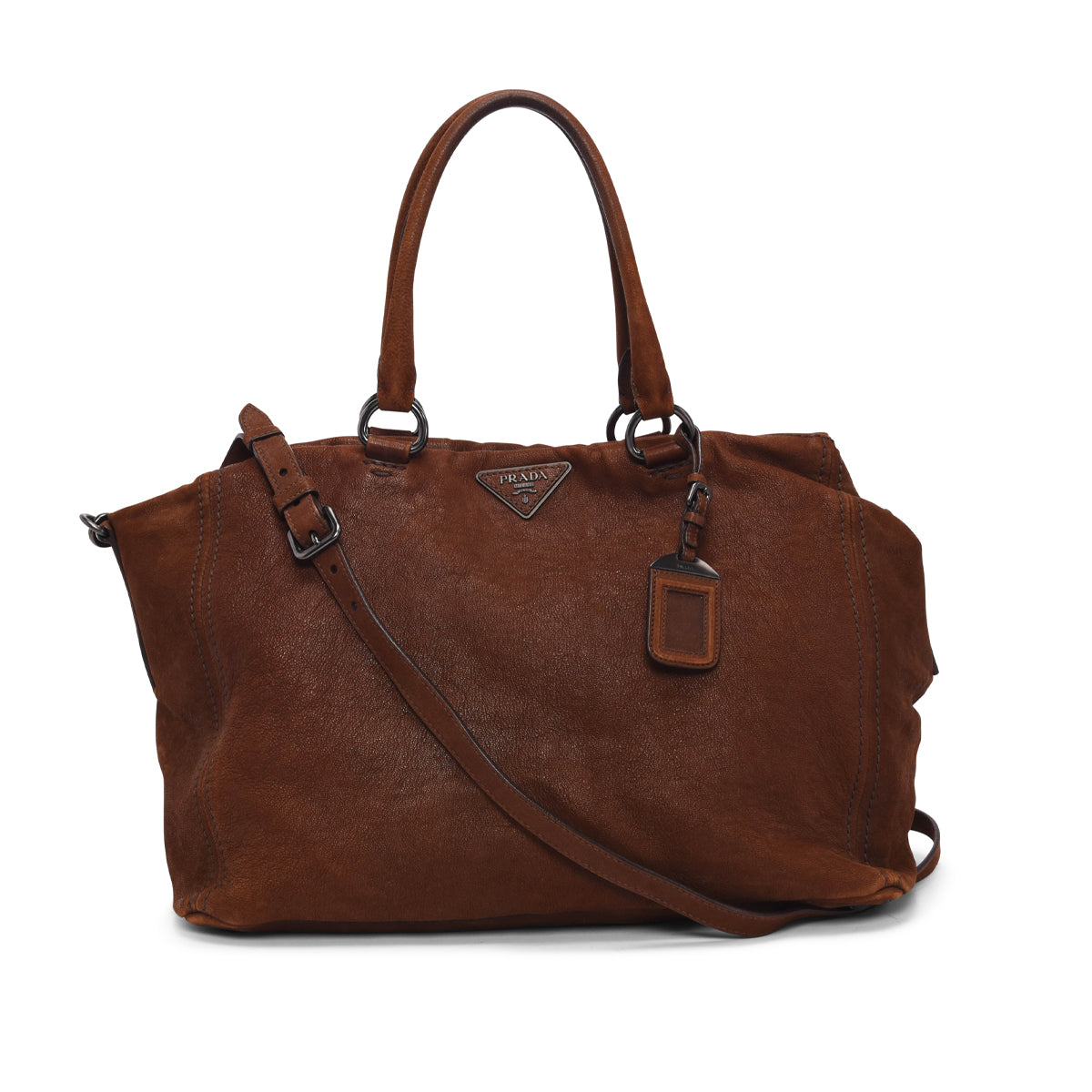 Prada Brown Brushed Leather Tote