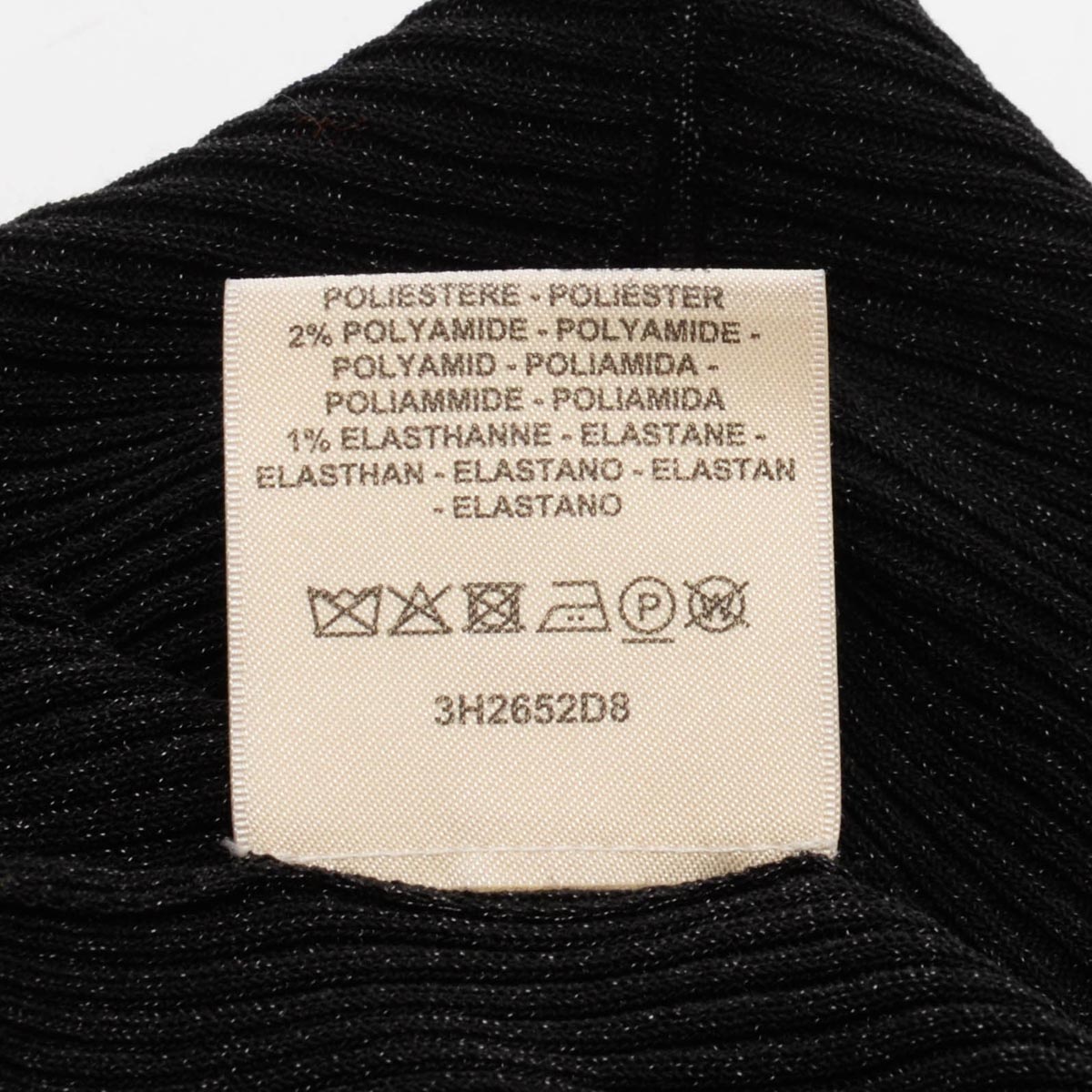 Hermes Black Glitter Ribbed Knit Turtleneck Top FR 34