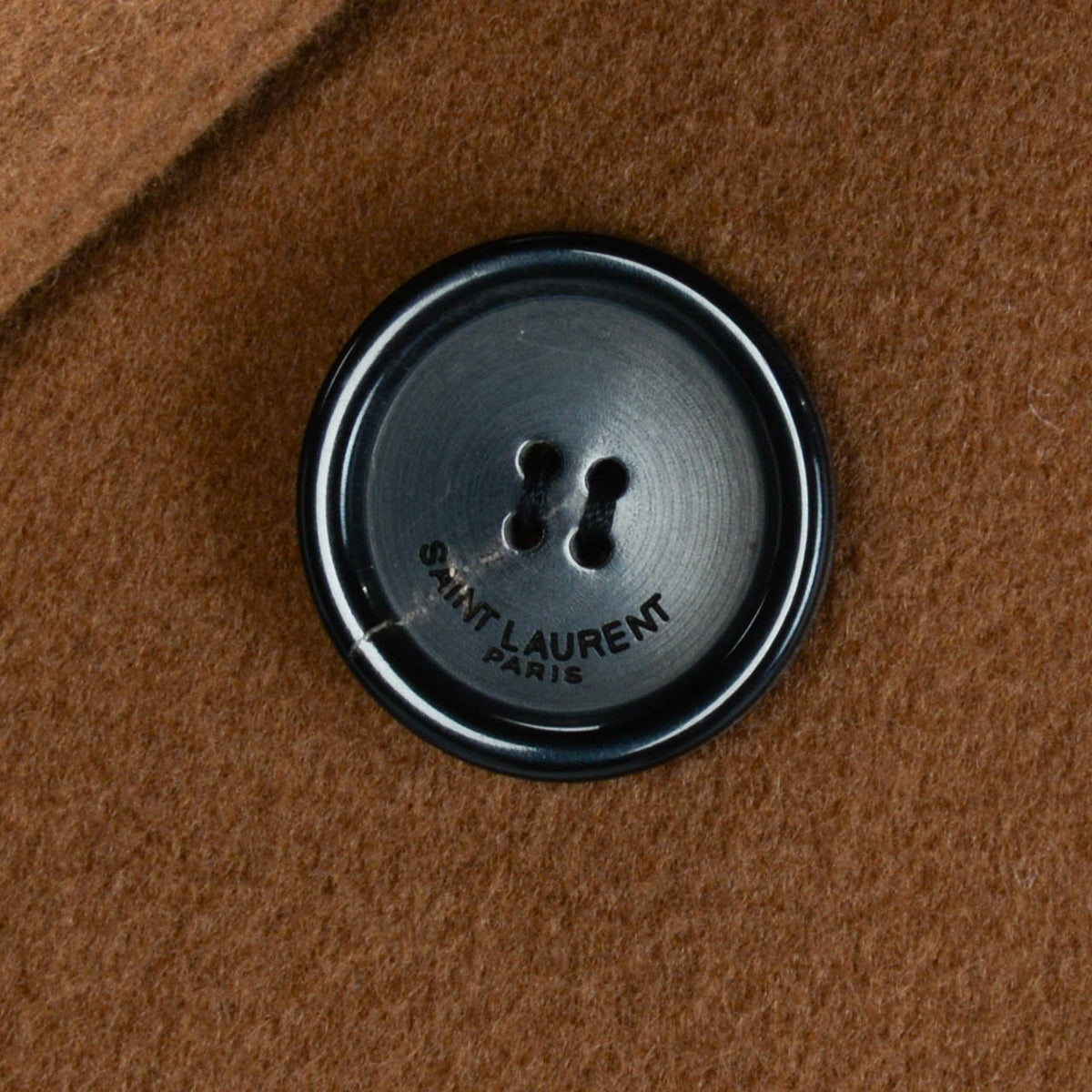 Saint Laurent Camel Wool Double Breasted Coat FR 38