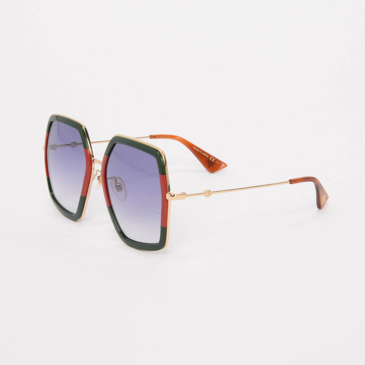 Gucci Red & Green Square Frame Sunglasses