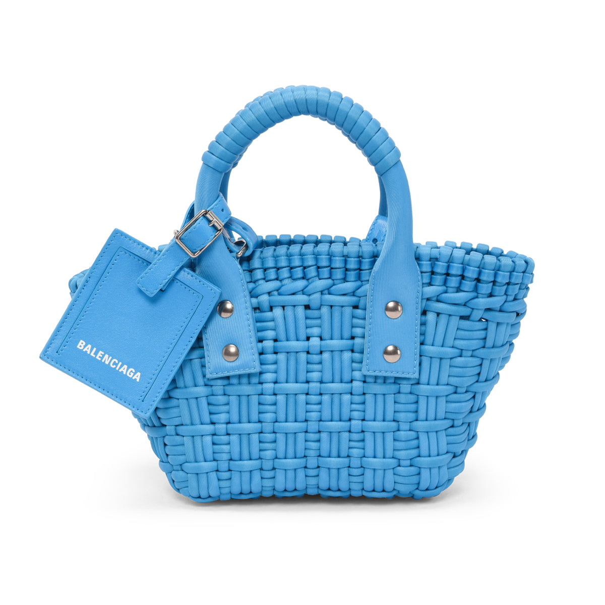 Balenciaga Cyan Recycled Nylon XXS Bistro Basket Tote