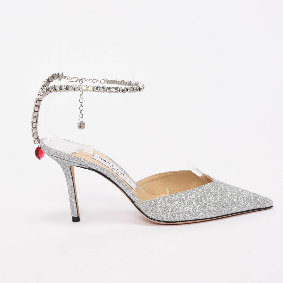 Jimmy Choo Platinum Ice Dusty Glitter Crystal Saeda Pumps 36.5
