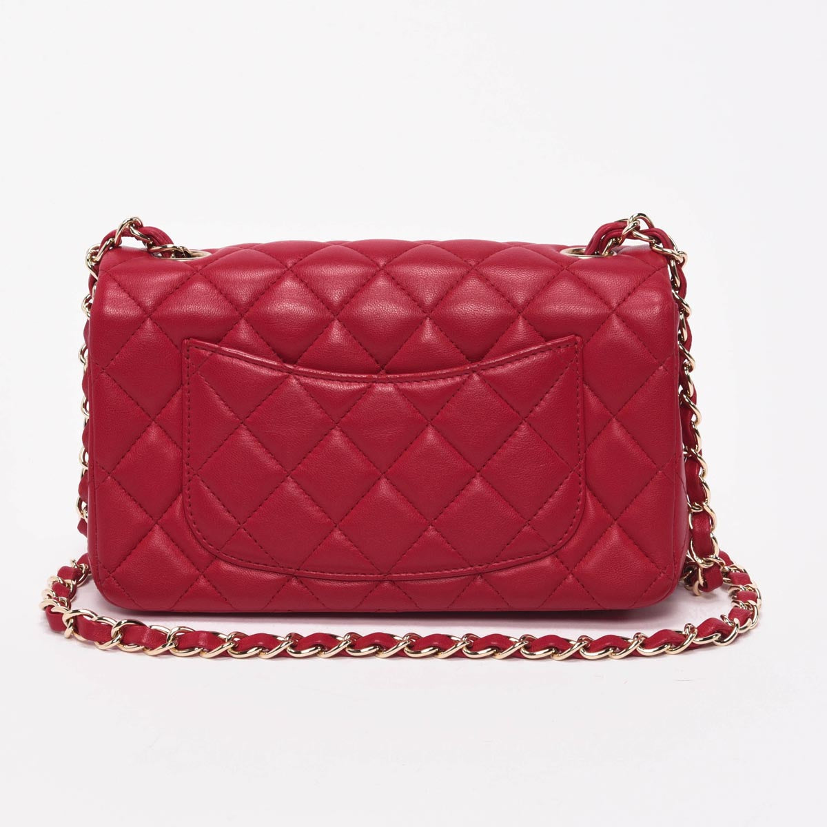 Chanel Red Quilted Lambskin Mini Rectangular Flap Bag