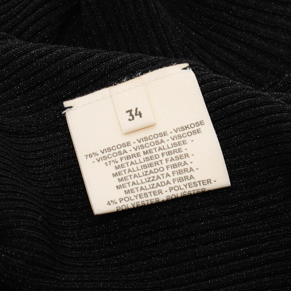 Hermes Black Glitter Ribbed Knit Turtleneck Top FR 34