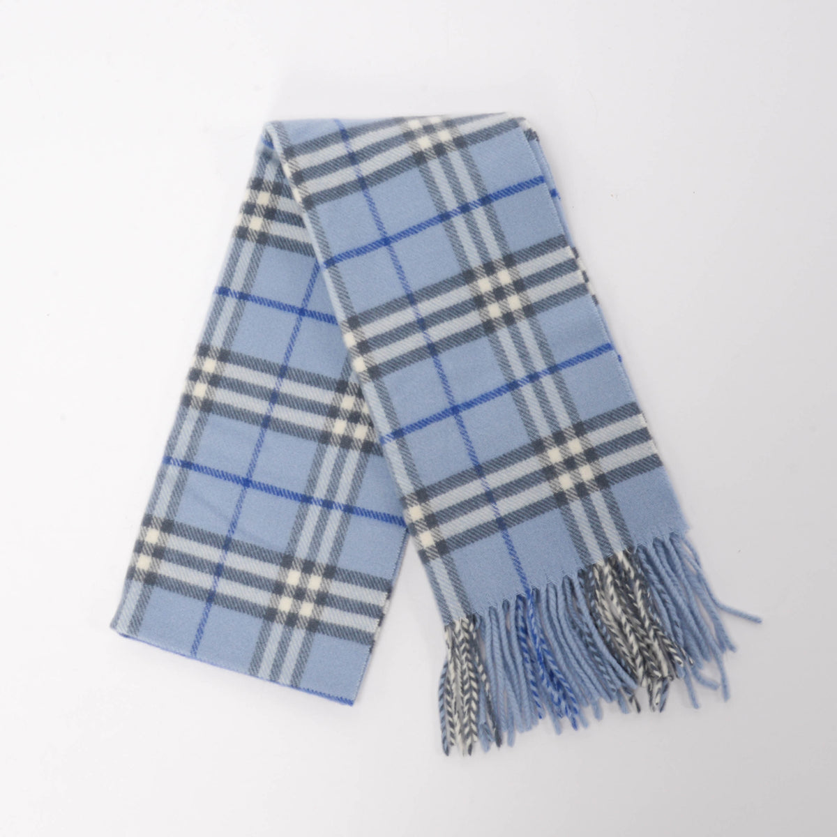 Burberry Blue Wool Blend Nova Check Scarf + Gloves