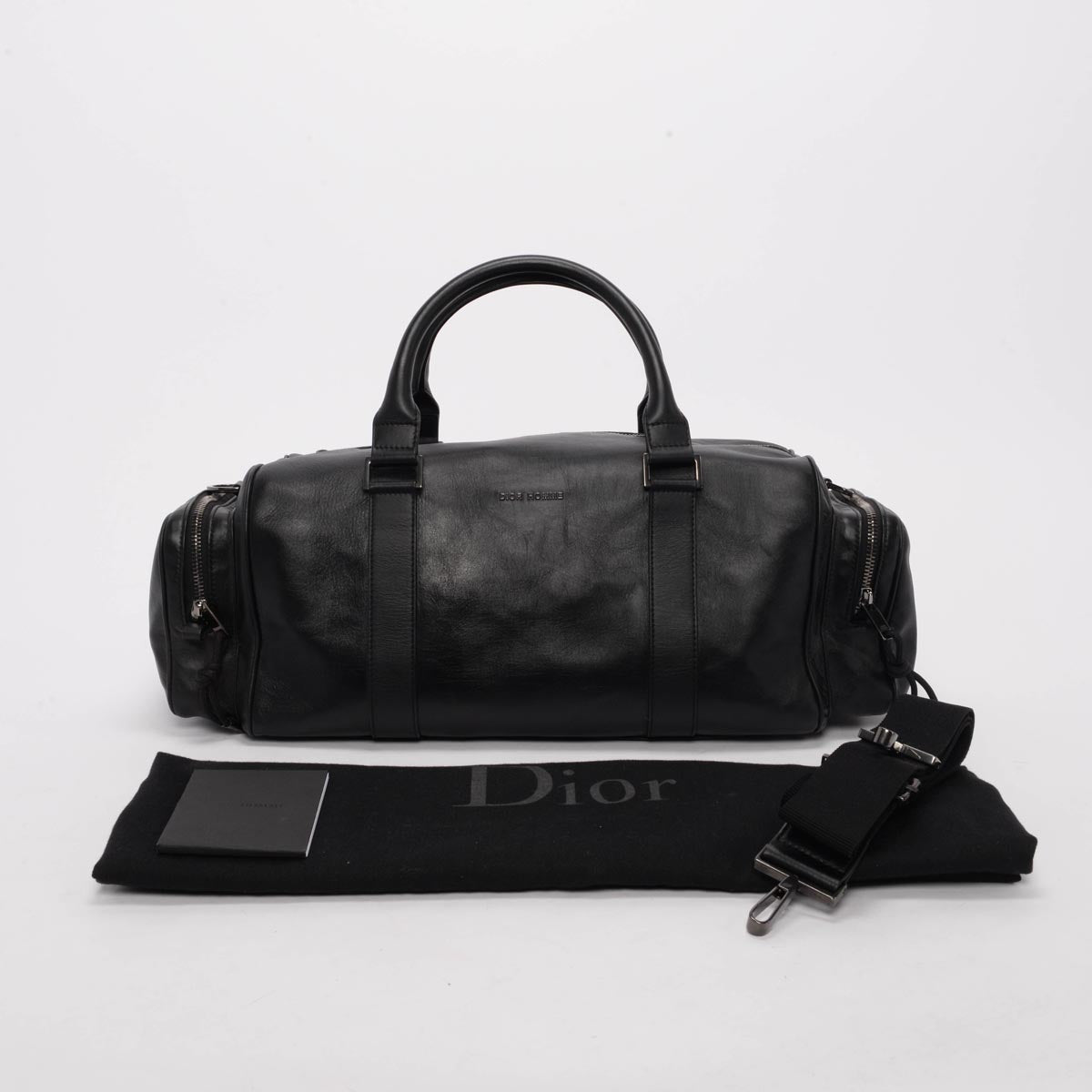 Dior Homme Black Calfskin Weekend Duffle Bag