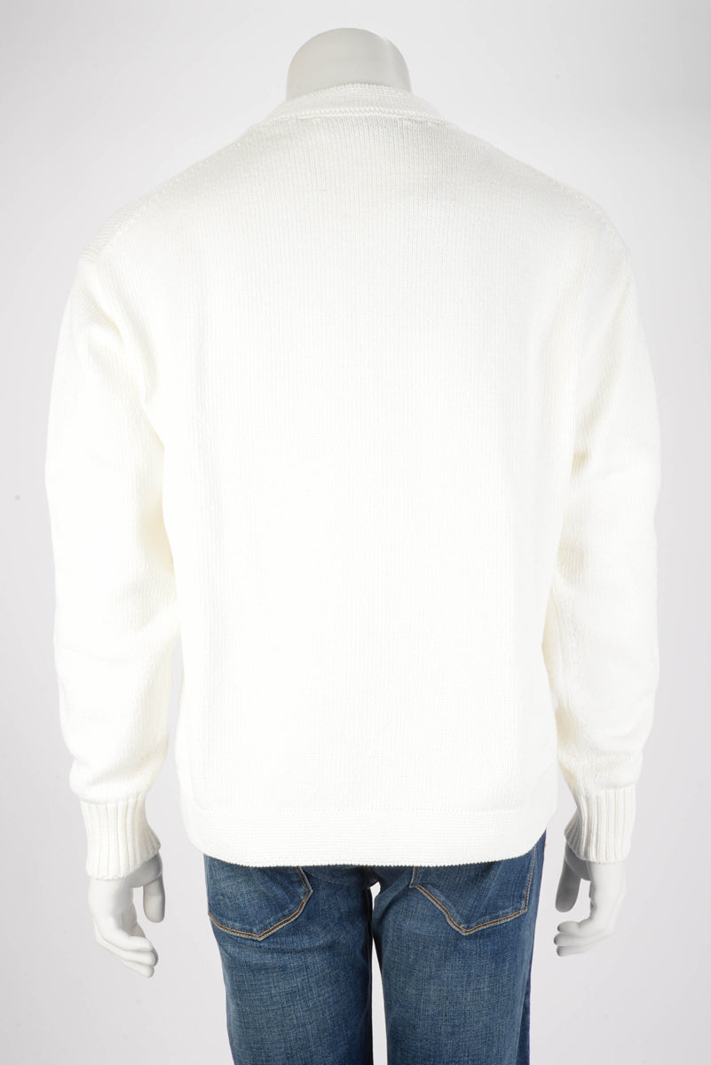 Dior White Cotton Knit Charleston Wolf Sweater L