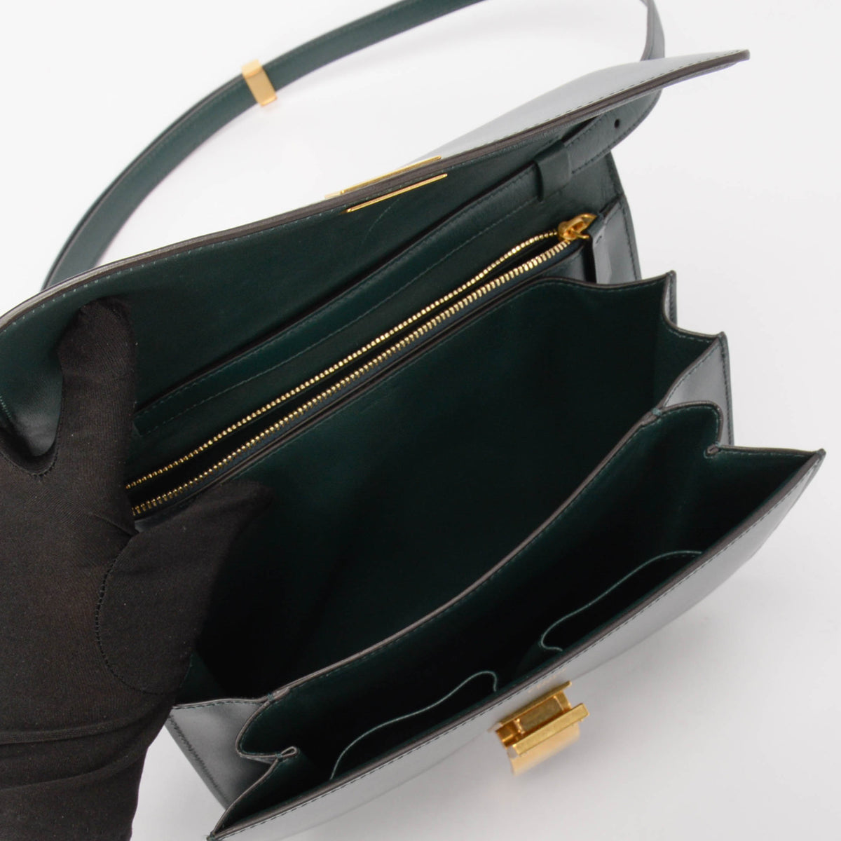Celine Forest Green Box Calf Classic Box Bag