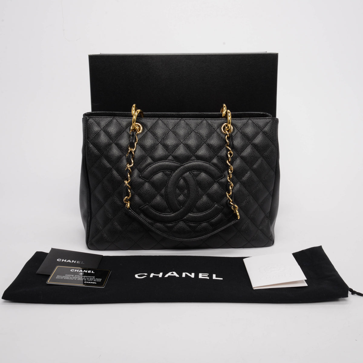 Chanel Black Quilted Caviar Grand Shopping Tote