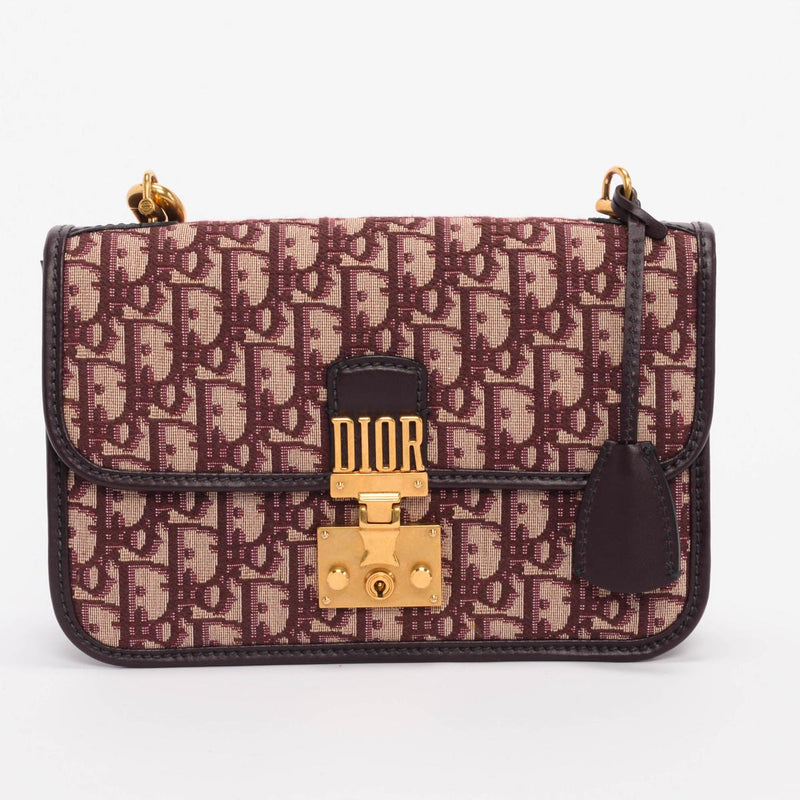 Dior Burgundy Oblique Medium DiorAddict Flap Bag + Strap - Blue Spinach