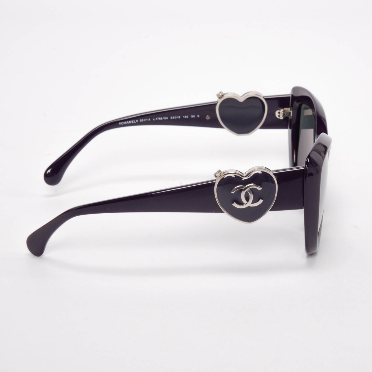 Chanel Purple CC Heart Mirror Butterfly Sunglasses