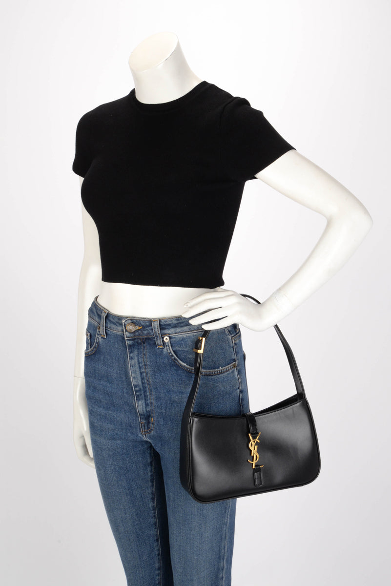 Saint Laurent Black Calfskin Le 5 A 7 Shoulder Bag