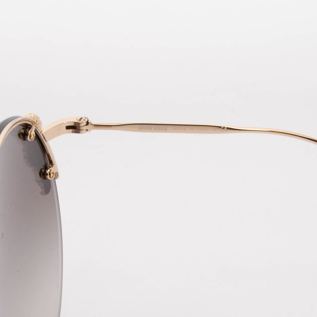 Miu Miu Grey Pearl Detail Round Sunglasses