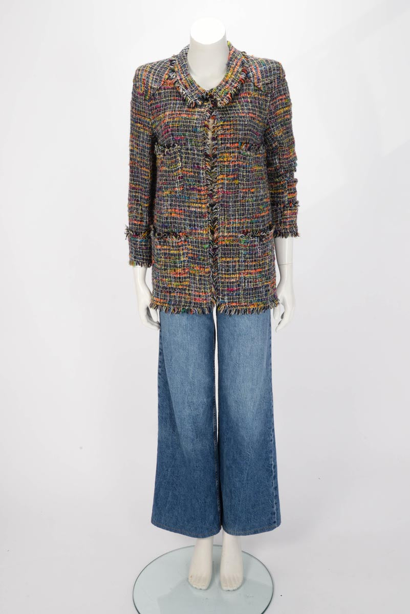 Chanel Multi Colour Fantasy Tweed CC Button Jacket FR 40