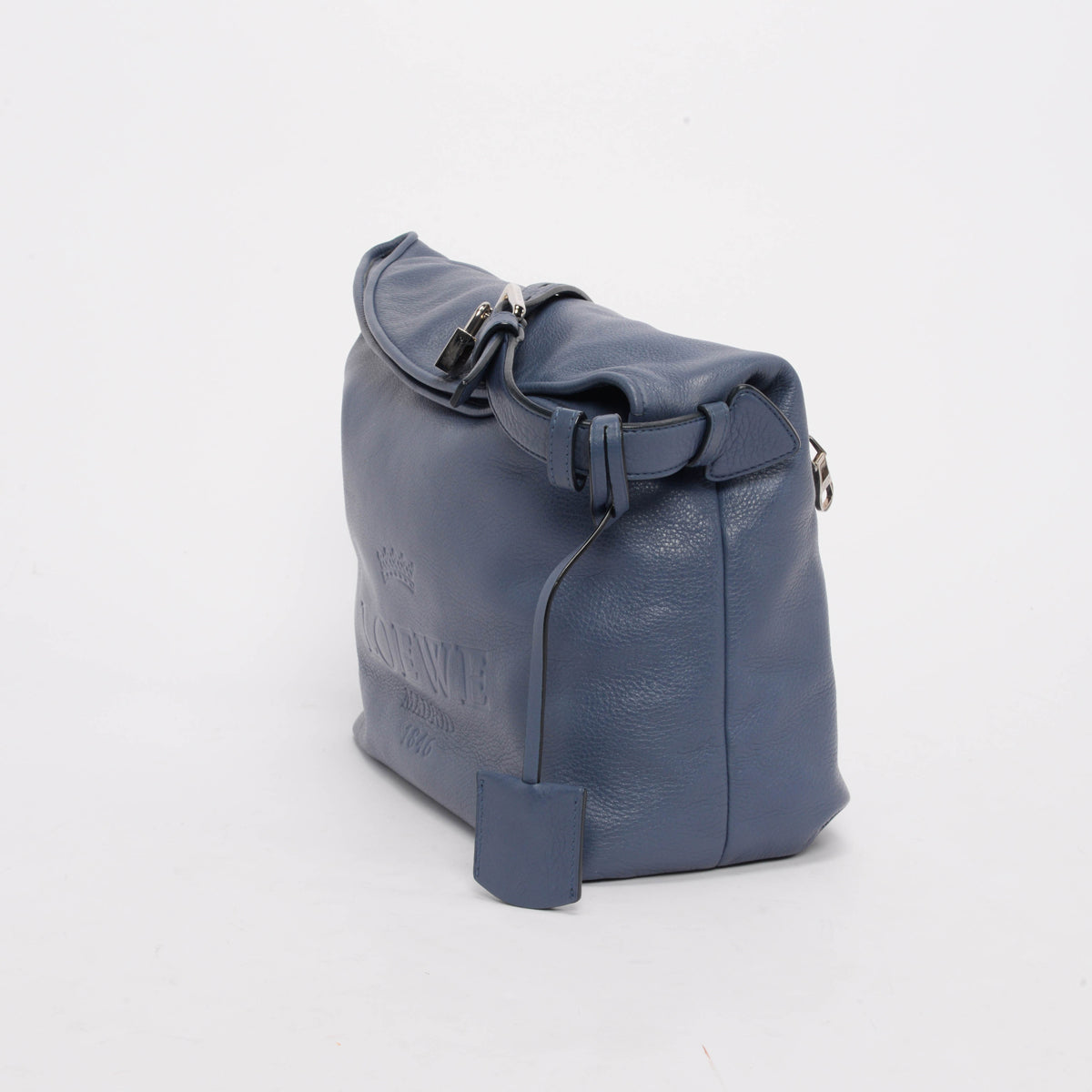 Loewe Blue Grained Calfskin Heritage Hobo Shoulder Bag