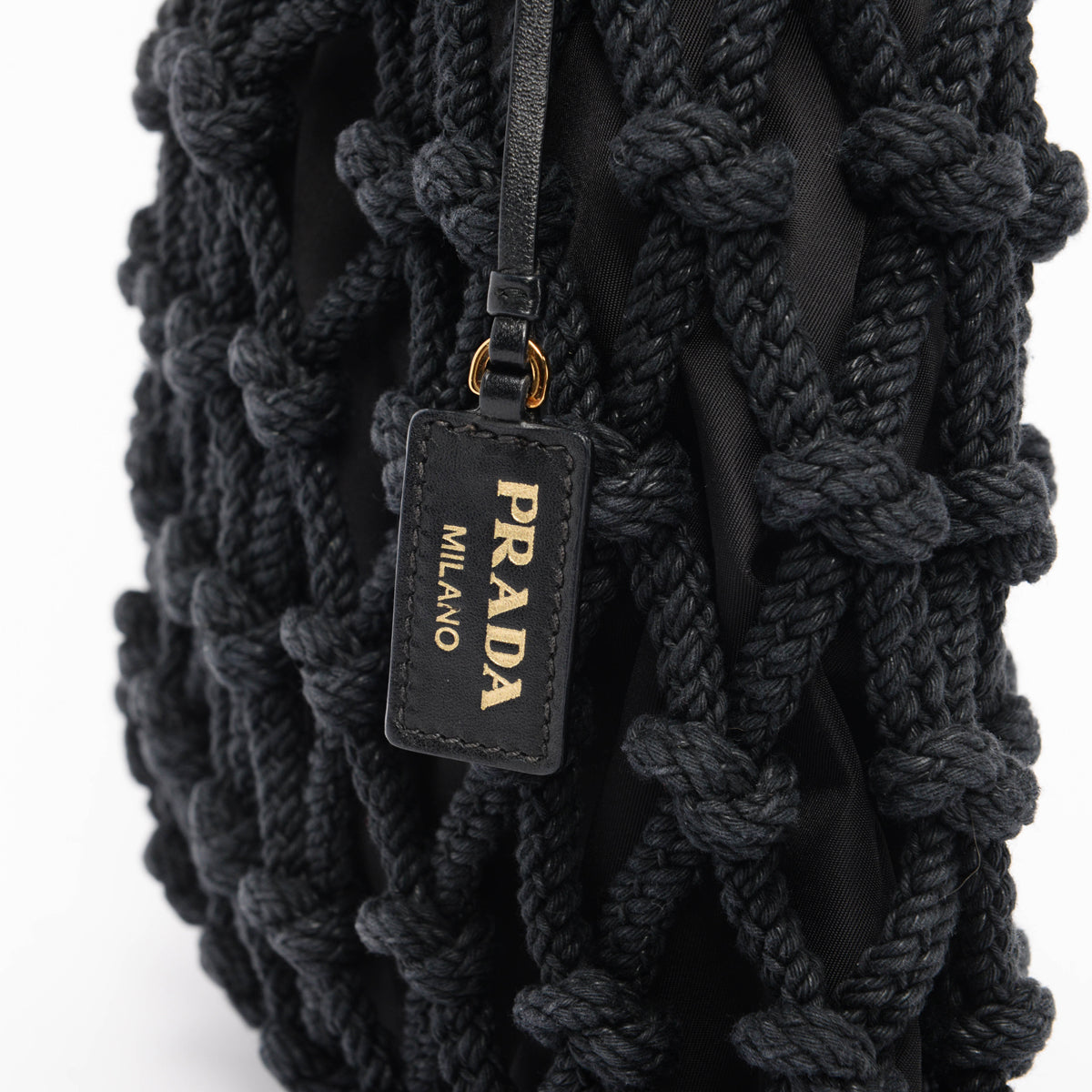 Prada Black Cord & Nylon Fishnet Tote