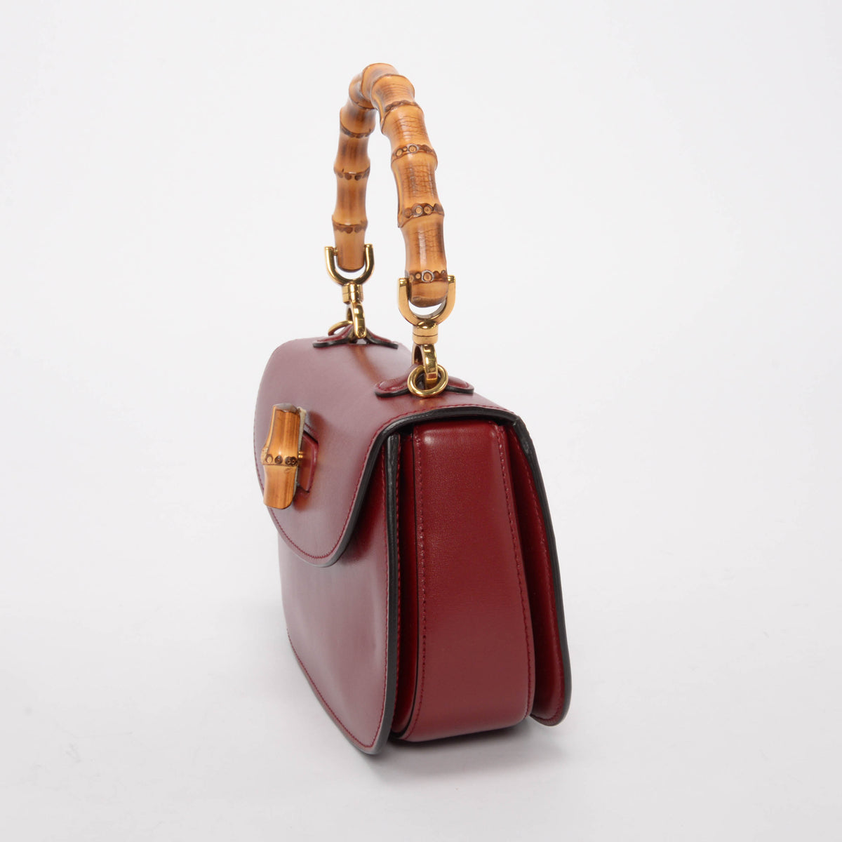 Gucci Rosso Ancora Calfskin Bamboo 1947 Small Bag
