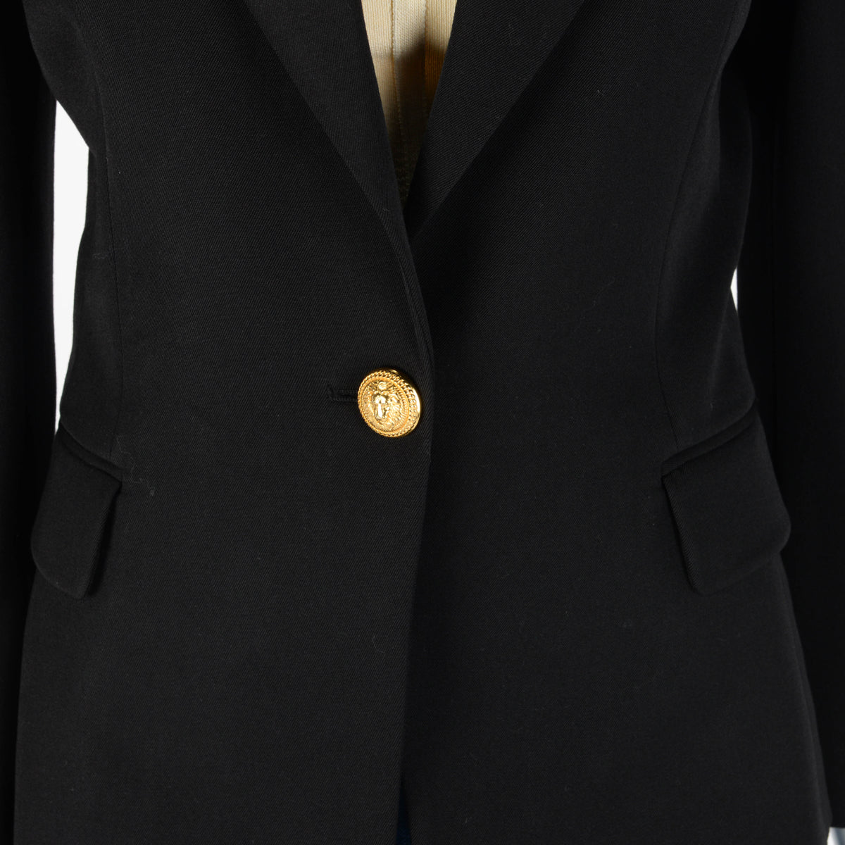 Balmain Black Wool Twill Single Breasted Blazer FR 38