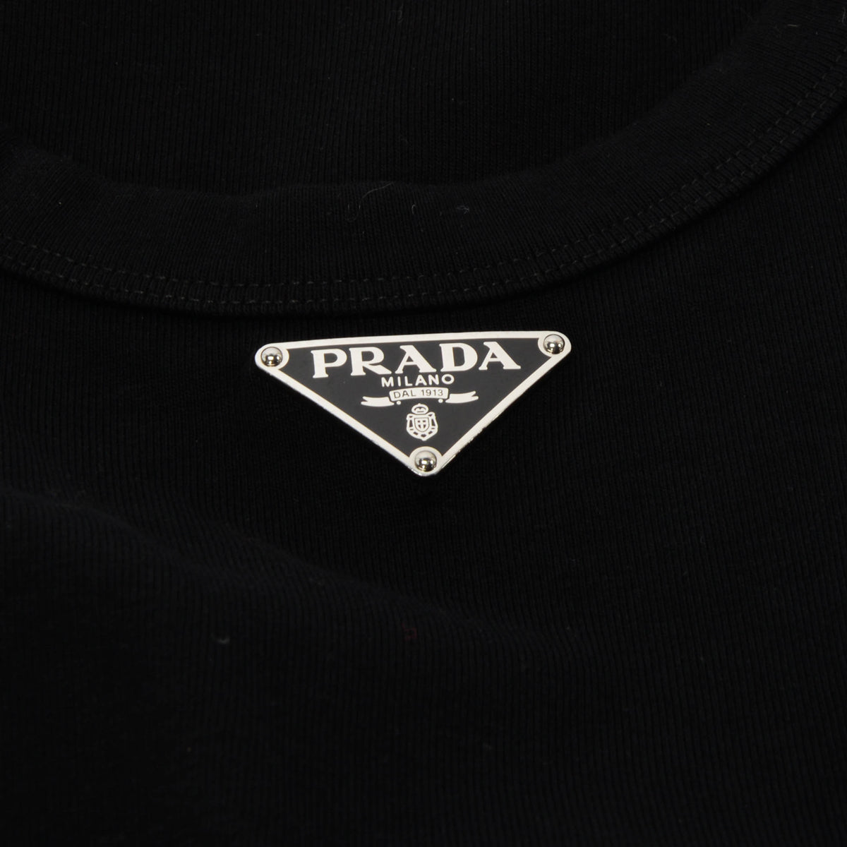 Prada Black Cotton Logo Plaque Tank Top M