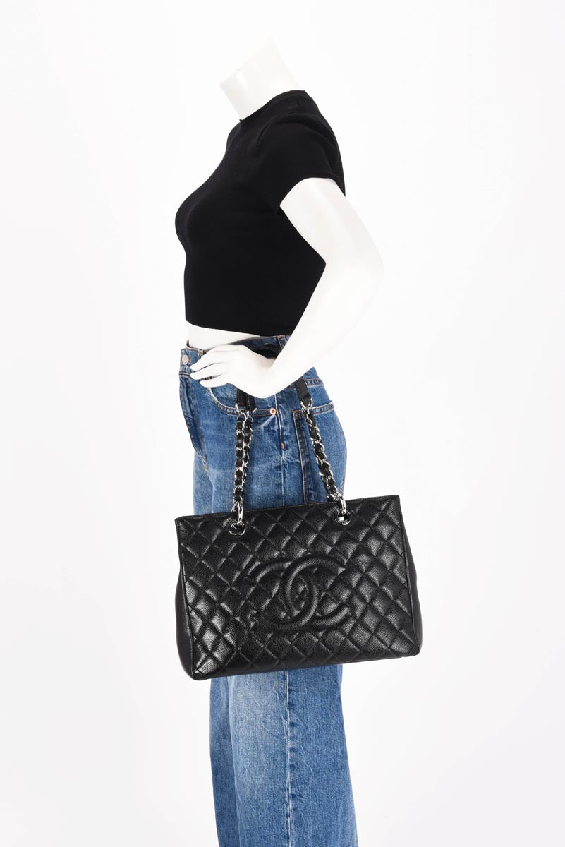 Chanel Black Quilted Caviar Grand Shopping Tote