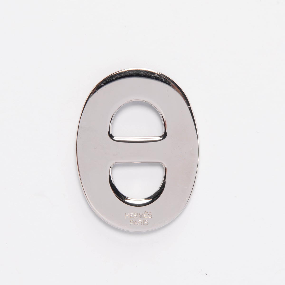 Hermes Black & Silver Enamel Chaine d'Ancre Scarf Ring