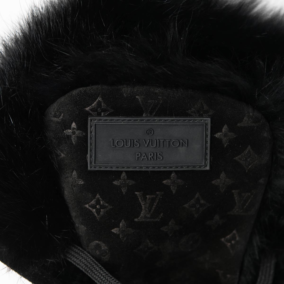 Louis Vuitton Black Monogram Suede & Fur Fold Over Sneakers 41