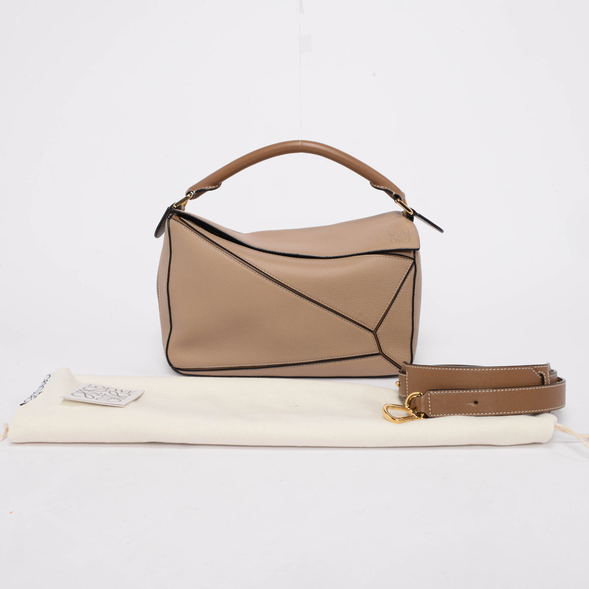 Loewe Sand & Mink Grained Calfskin Medium Puzzle Bag