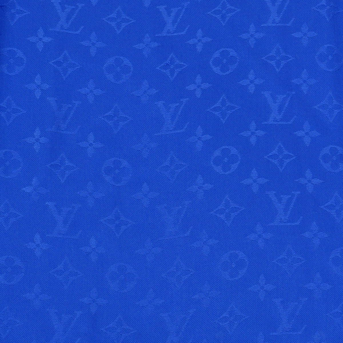 Louis Vuitton Blue Silk & Wool Monogram Classic Fringed Shawl