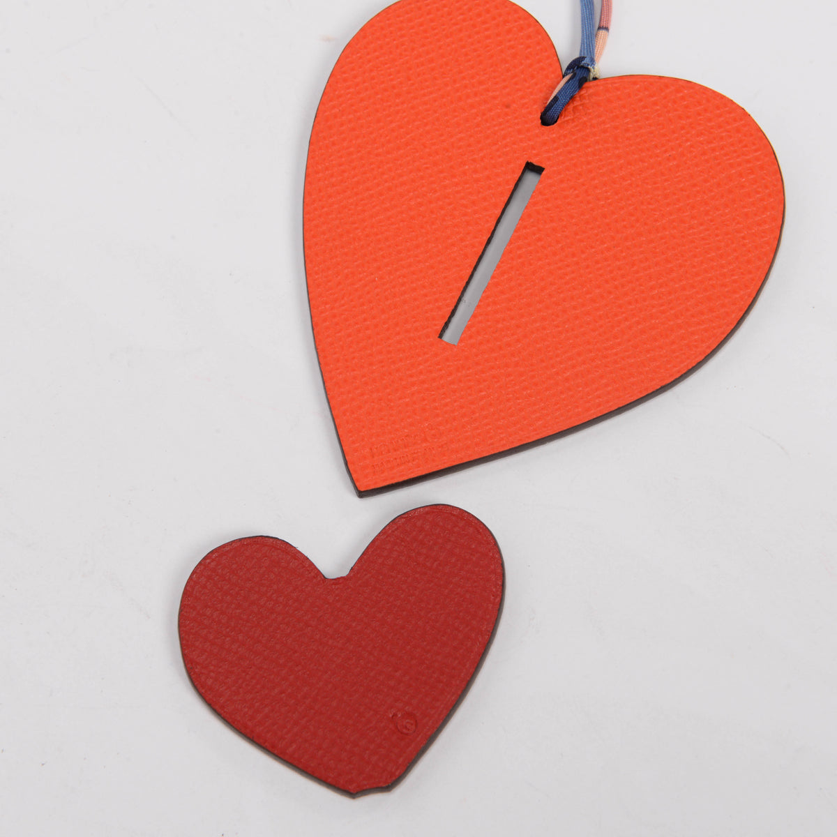 Hermes Red Calfskin Petit H Heart Charm Ornament