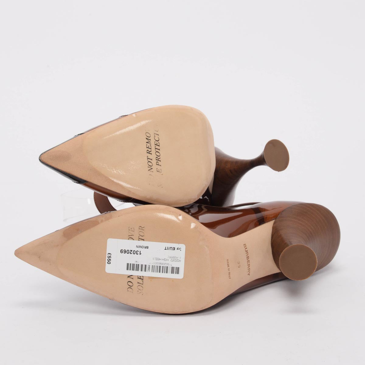 Burberry Burnished Brown Patent Evan Pointed Toe Pumps 39