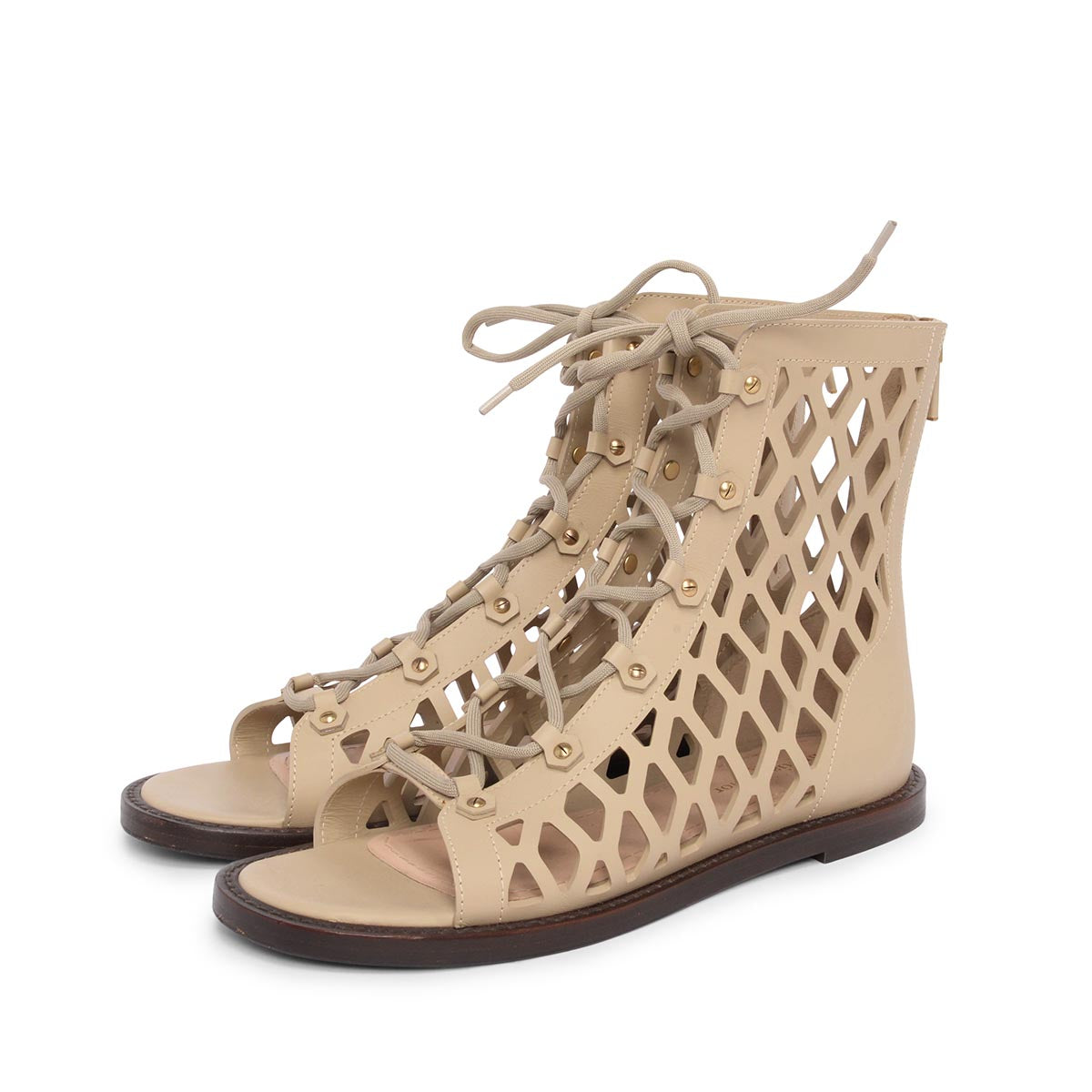 Dior Beige Laser Cut Calfskin D-Trap Boots 40