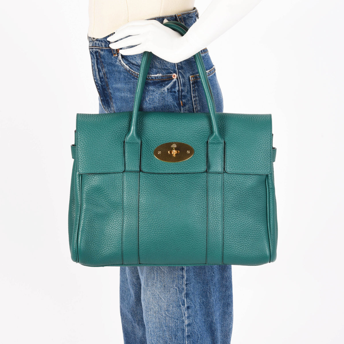 Mulberry Emerald Green Heavy Grain Classic Bayswater Tote