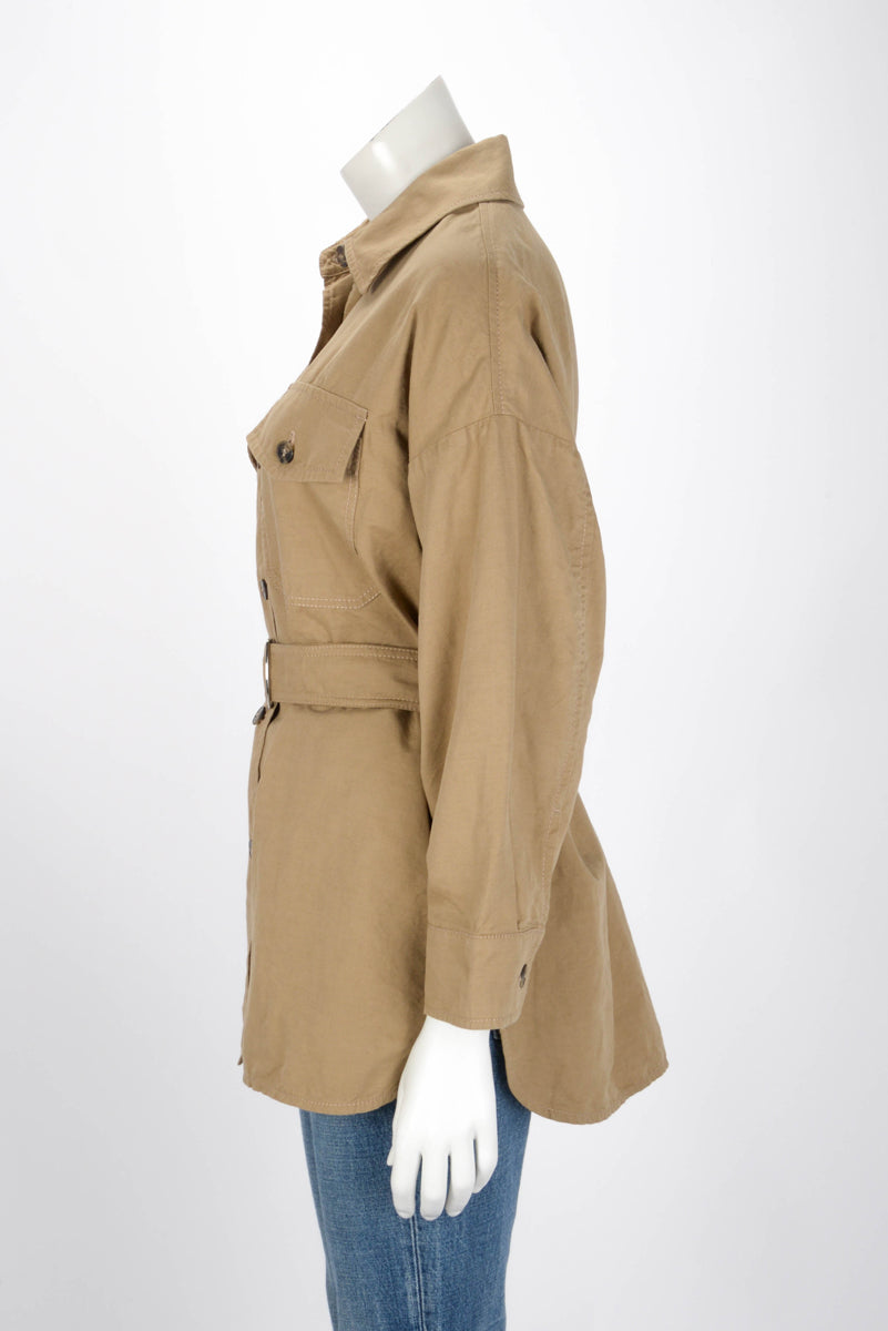 W/E Max Mara Beige Cotton & Linen Vicario Belted Jacket IT 36