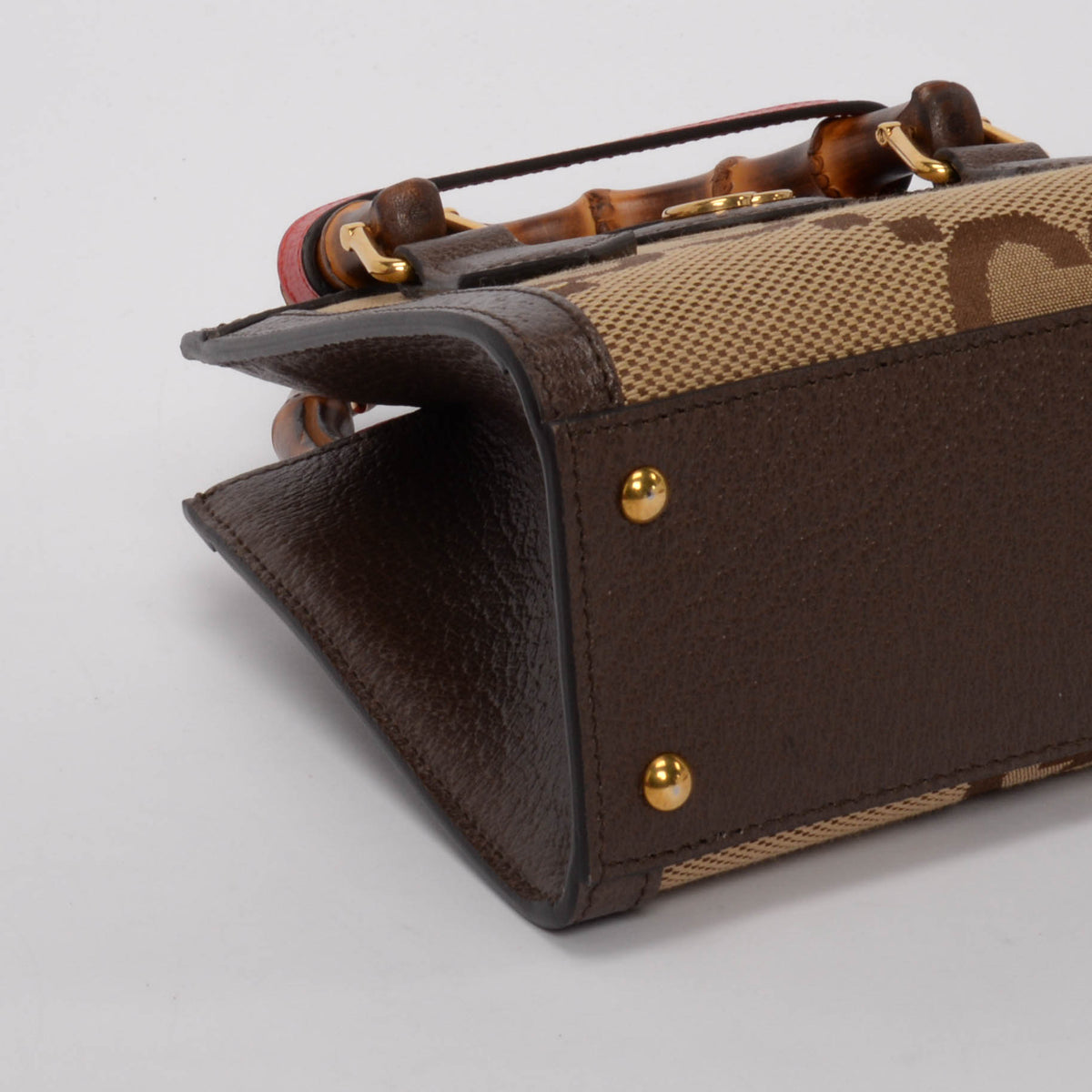 Gucci Brown Textured Dollar Calfskin Jumbo GG Mini Diana Bag