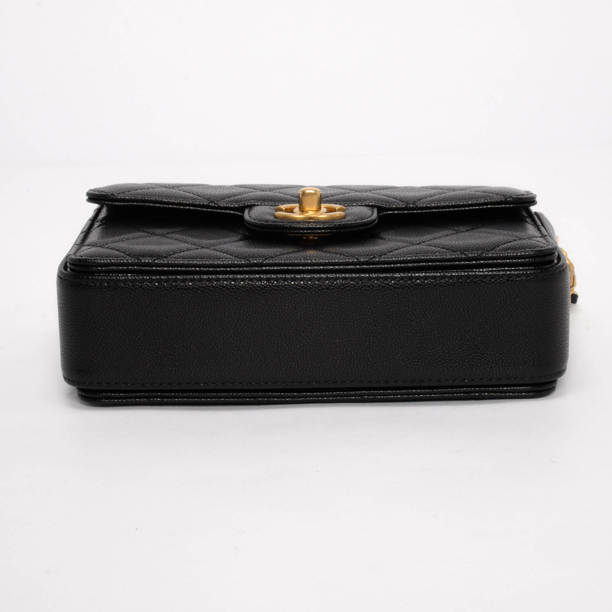 Chanel Black Quilted Caviar Flap Bag with Top Handle
