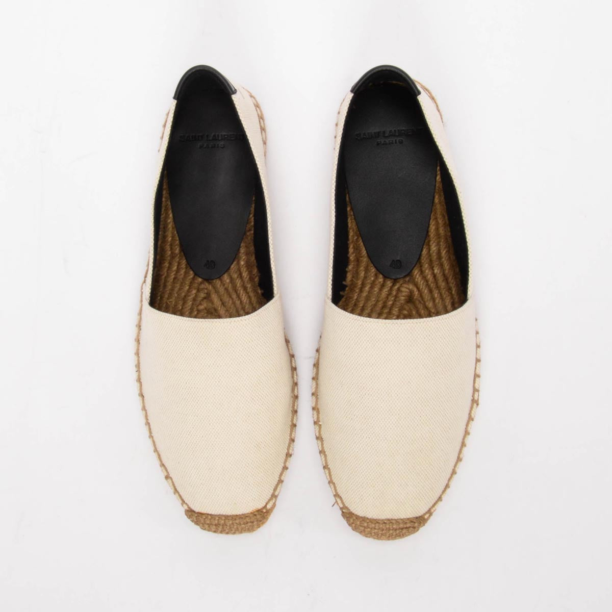 Saint Laurent Ecru Canvas Signature Logo Espadrilles 40