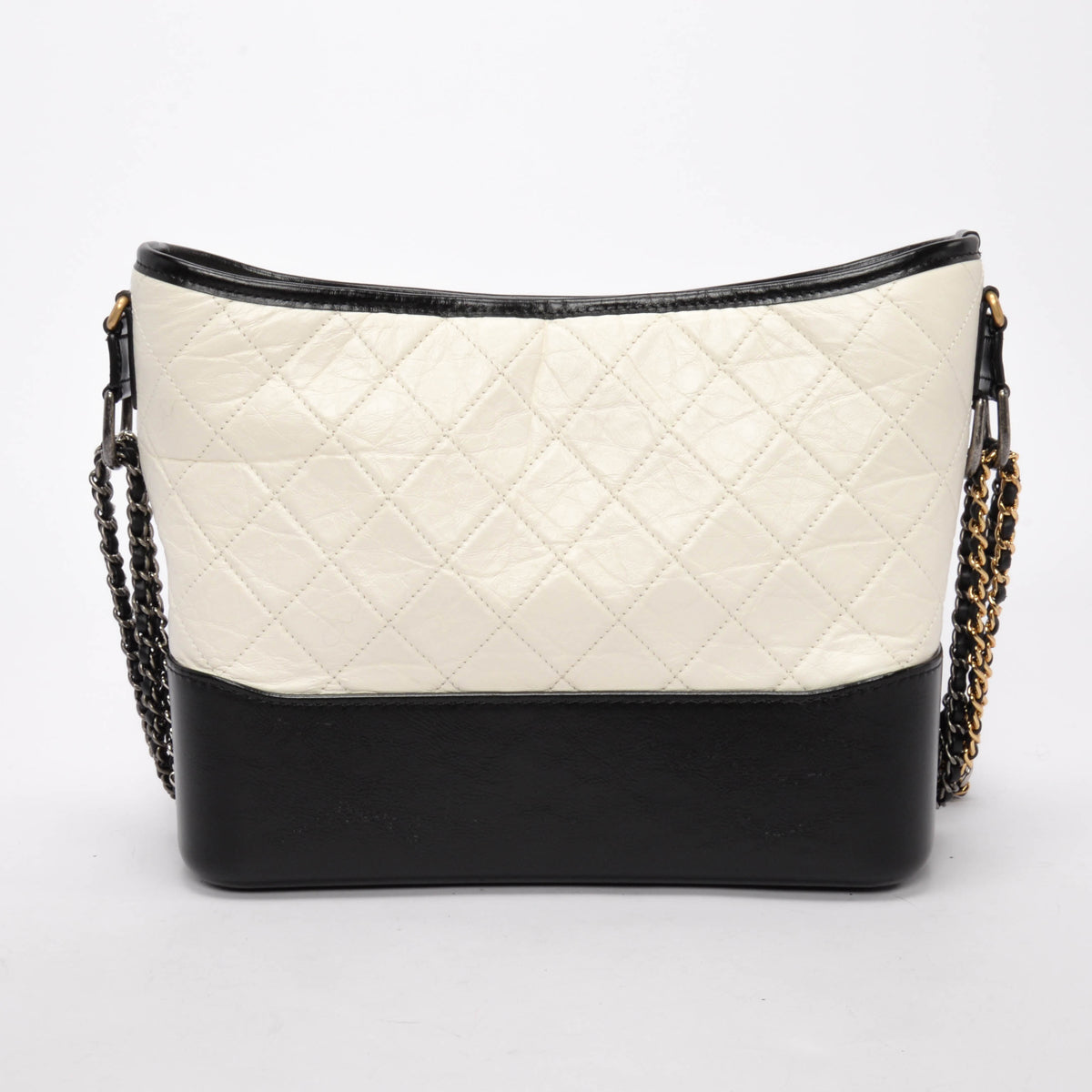 Chanel Black & White Quilted Calfskin Medium Gabrielle Hobo Bag