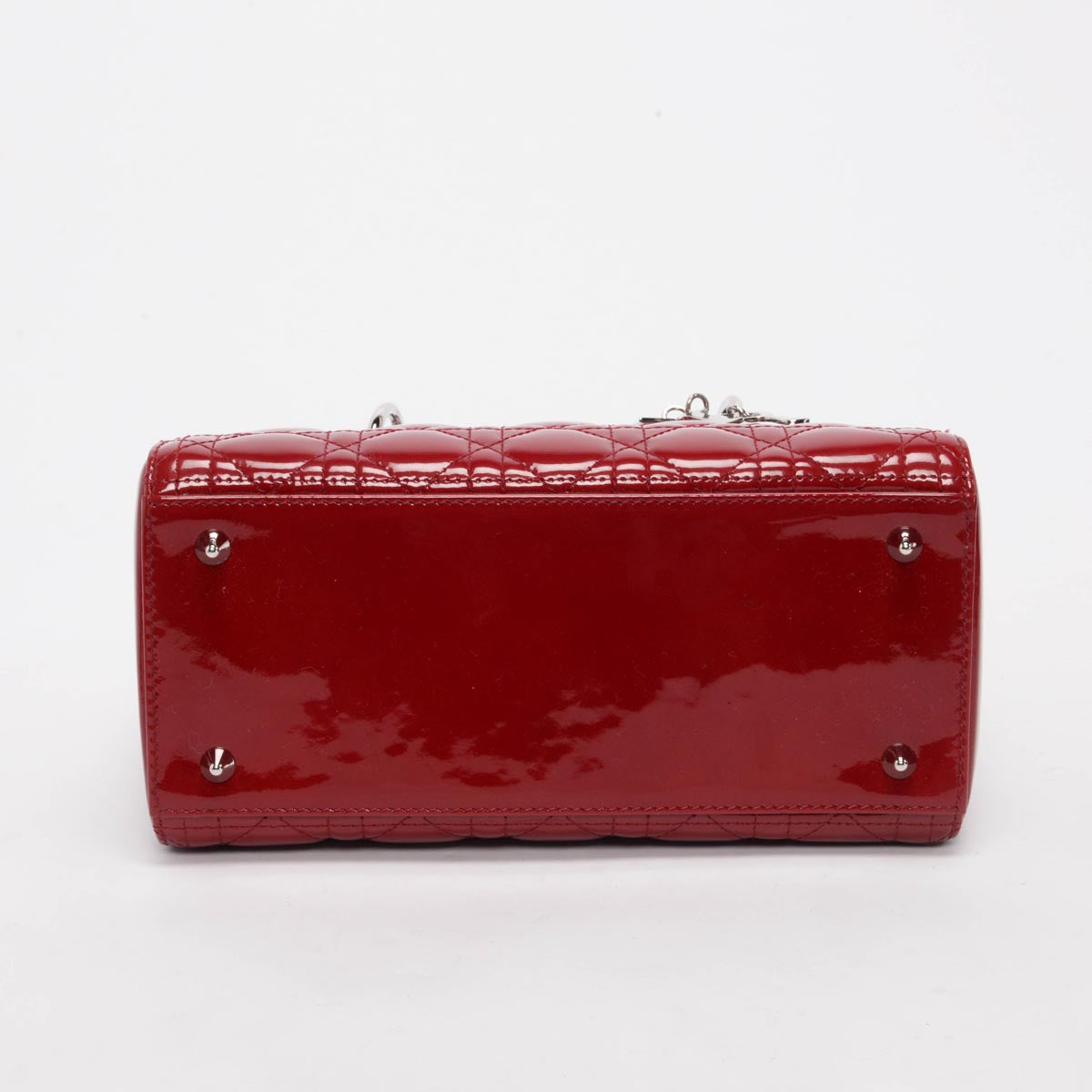 Dior Red Cannage Patent Medium Lady Dior Bag