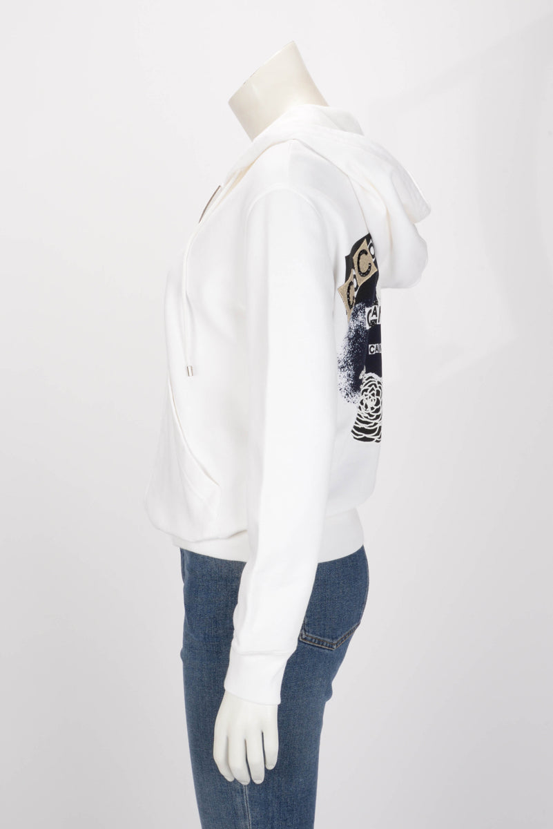 Chanel White Cotton Coco Graffiti Zip Hoodie XS