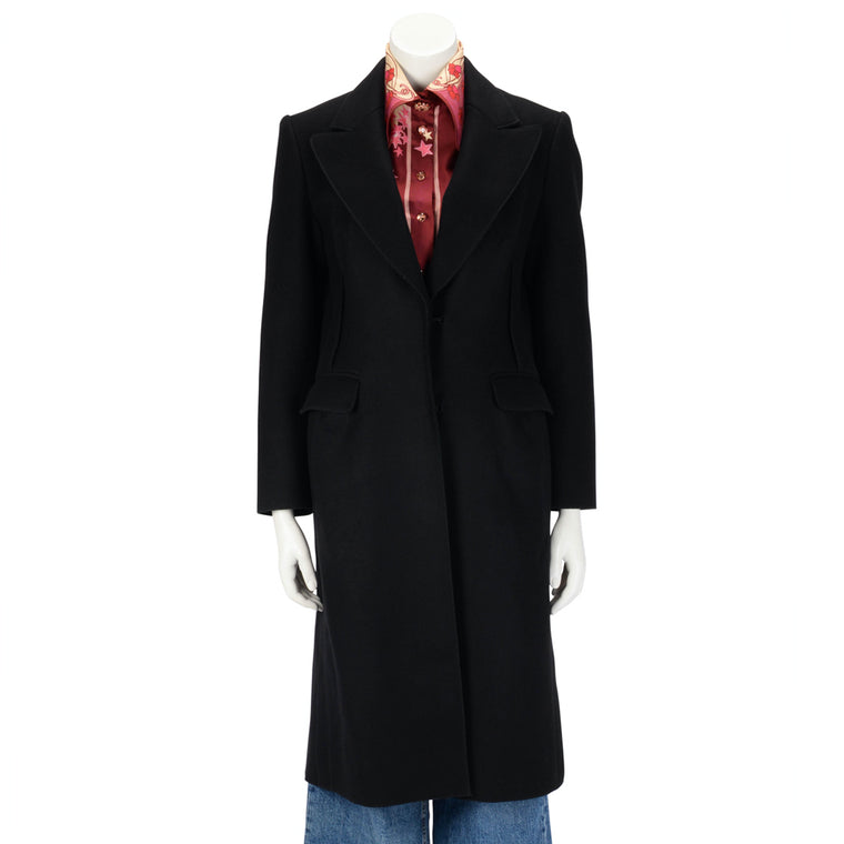 Prada Black Wool Melton Shaped Waist Coat IT 38
