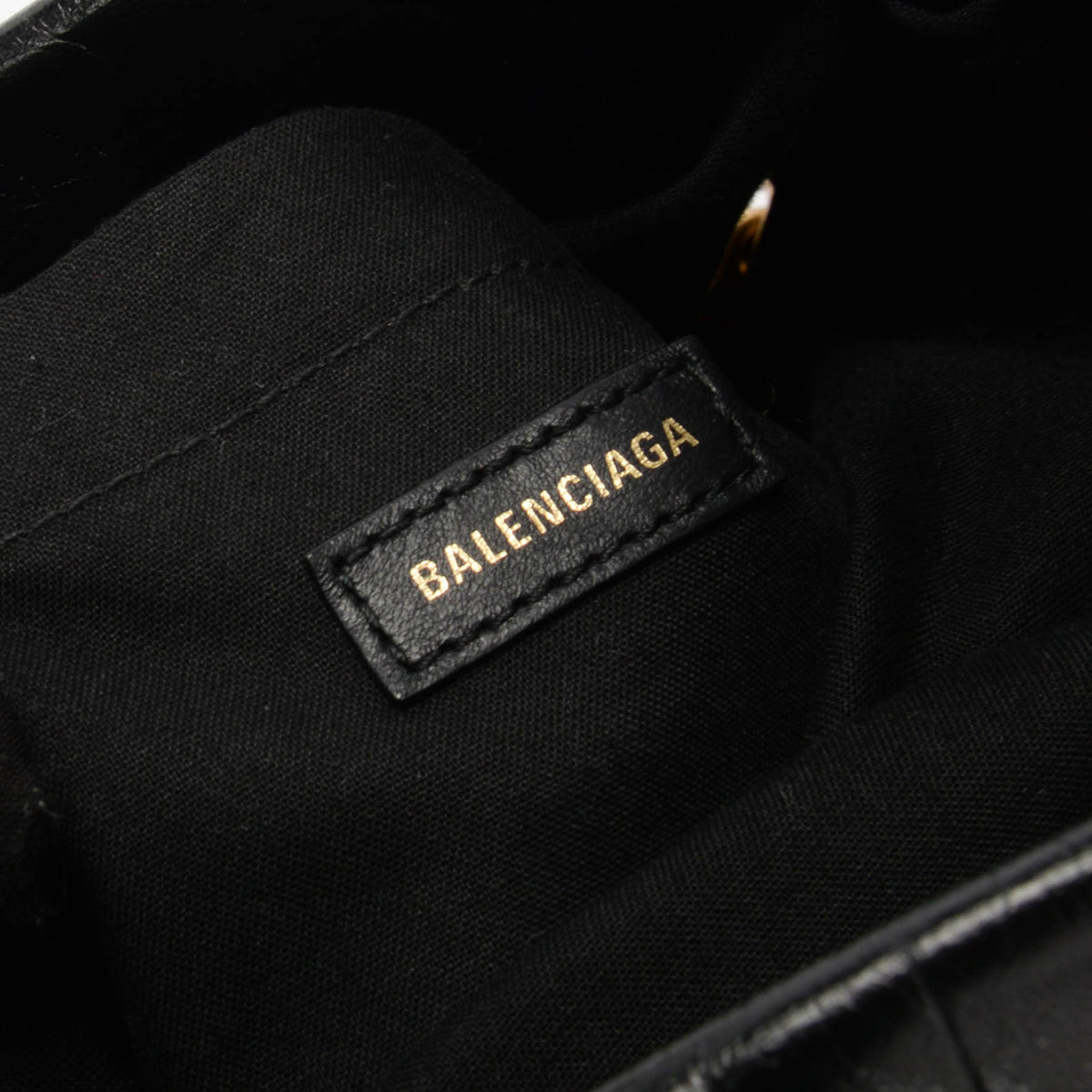 Balenciaga Black Croc Embossed Leather Medium Monaco Sling Bag